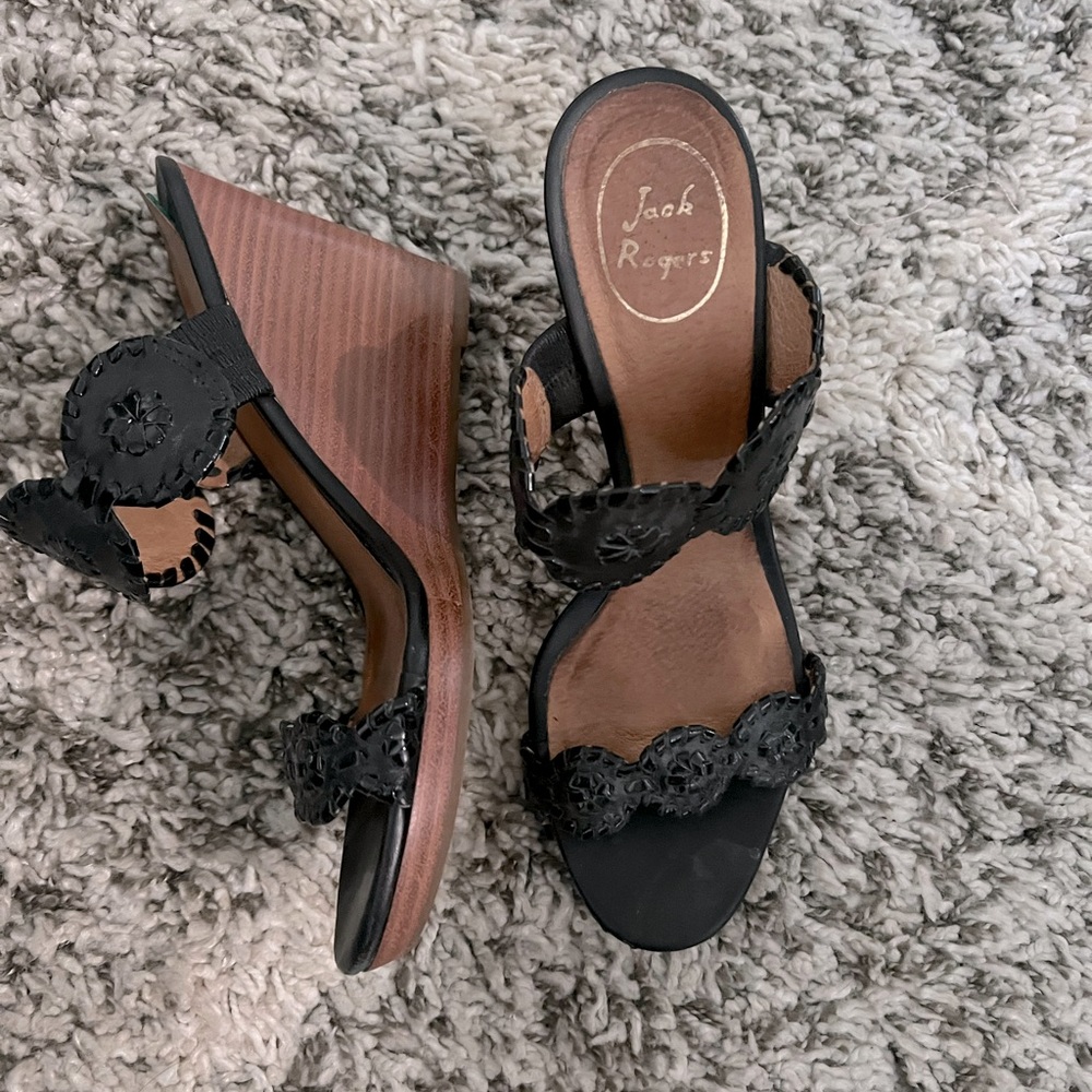 Jack Rogers black Luccia wedge sandals. Worn three times! Great condition.